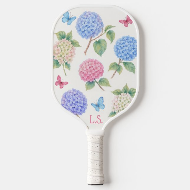 Palas De Pickleball Monogram Hydrangea & Butterfly Pickleball Paddle (Anverso)