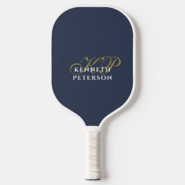 Palas De Pickleball Monogram Minimalist Dusty Navy Blue Gold White 
