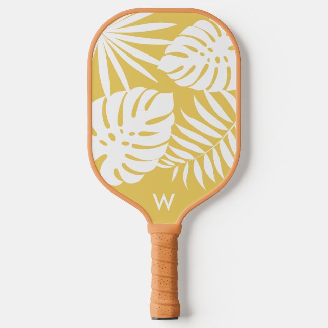 Palas De Pickleball Monograma amarillo tropical (Anverso)