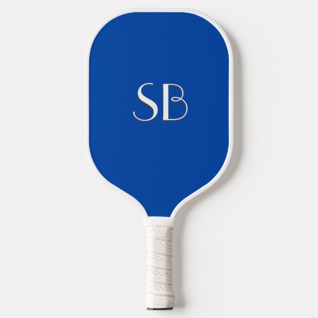Palas De Pickleball Monograma azul cobalto sólido (Anverso)