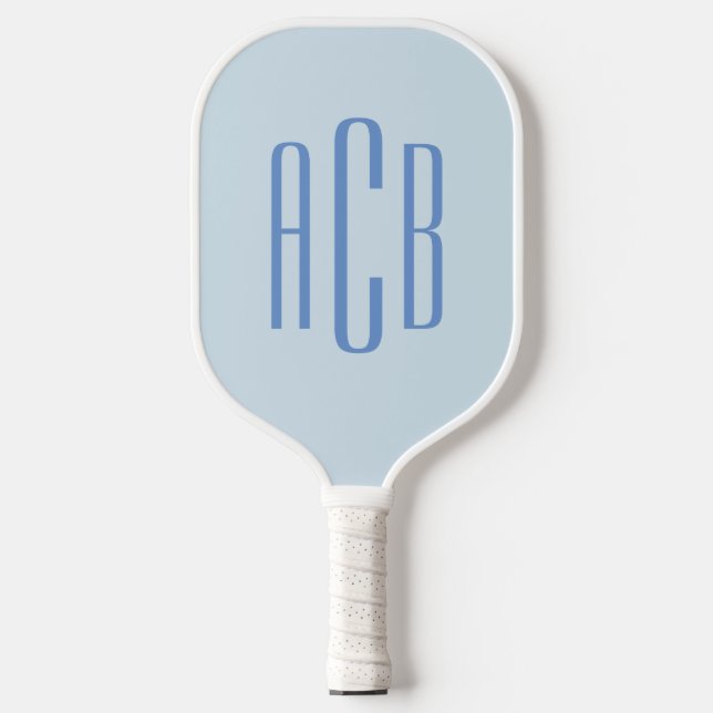 Palas De Pickleball Monograma azul de tres letras simple (Anverso)