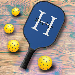 Palas De Pickleball Monograma azul masculino moderno + inicial