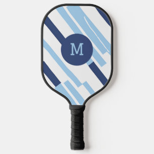 Palas De Pickleball Monograma azul oscuro claro de bloques de color