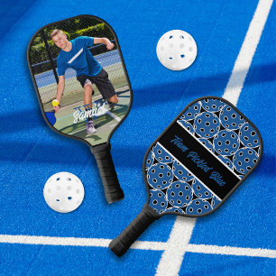 Palas De Pickleball Monograma azul picado Foto remo de pellizco