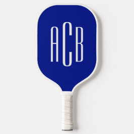 Palas De Pickleball Monograma azul real de tres letras simple
