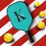 Palas De Pickleball Monograma azul simple inicial   nombre<br><div class="desc">Un sencillo diseño azul monocromático con un nombre de monograma personalizado e inicial.</div>