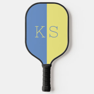 Palas De Pickleball Monograma azul turbio amarillo mínimo moderno