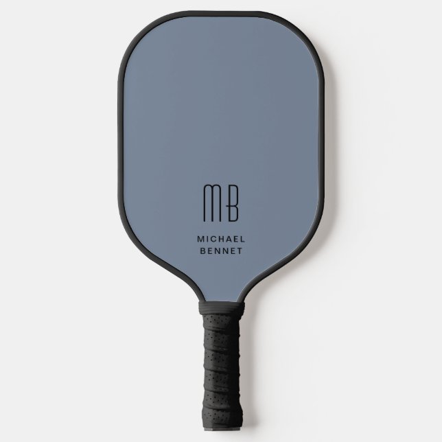 Palas De Pickleball Monograma azul turbio y elegante moderno (Anverso)