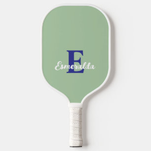 Palas De Pickleball Monograma azul verde blanco moderno minimalista