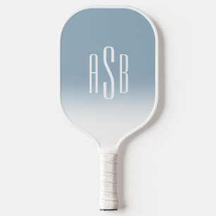 Palas De Pickleball Monograma azul y ocmbre blanco y turbio de tres le