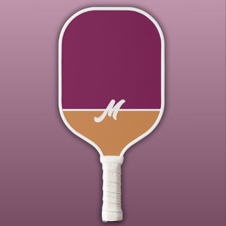 Palas De Pickleball Monograma Berry de dos tonos y canela con blanco