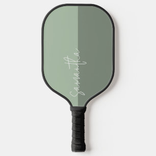 Palas De Pickleball Monograma blanco de dos pantallas verde salado