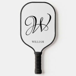 Palas De Pickleball Monograma blanco elegante personalizado inicial