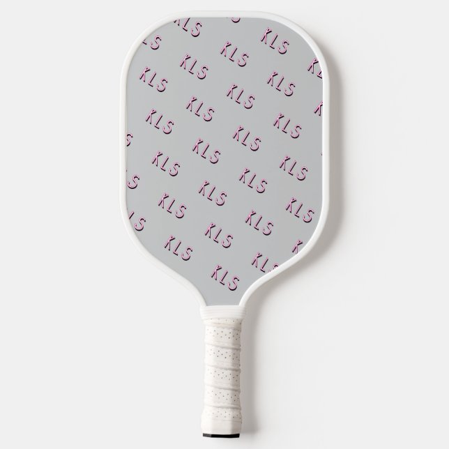 Palas De Pickleball Monograma blanco rayado gris mínimo (Reverso )