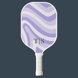 Palas De Pickleball Monograma Bonita de Raya Ondulada de Lavanda