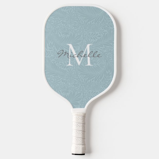 Palas De Pickleball Monograma Botánico Floral Azul Claro Elegante (Reverso )