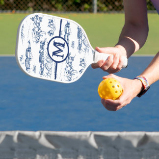 Palas De Pickleball Monograma Chattanooga Blue Toile Pickleball Paddle
