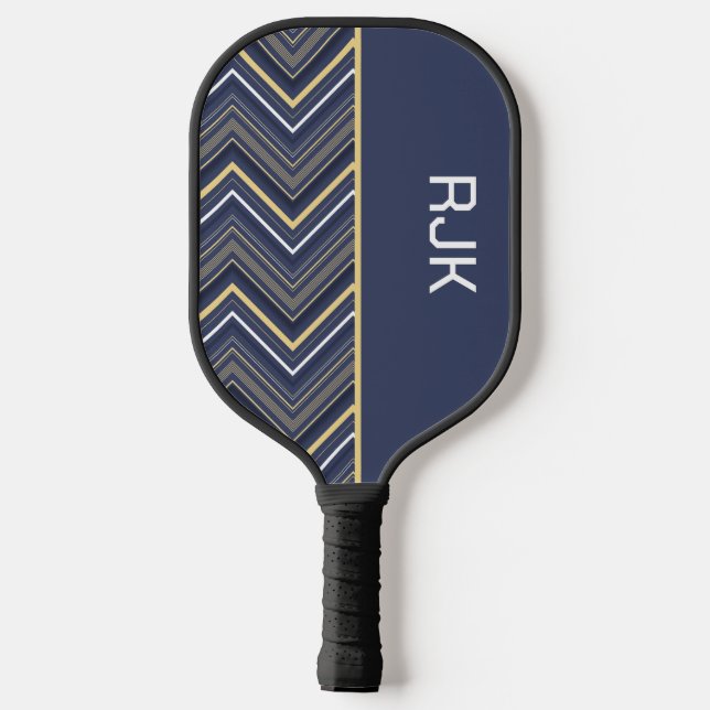 Palas De Pickleball Monograma Chevron Azul (Reverso )