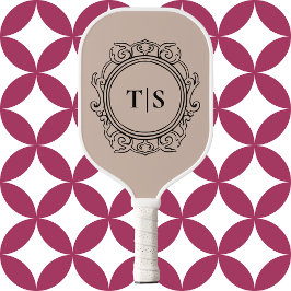 Palas De Pickleball Monograma Circular Ornate Chic Inicial Personaliza