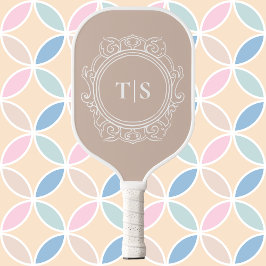 Palas De Pickleball Monograma Circular Ornate Chic Inicial Personaliza