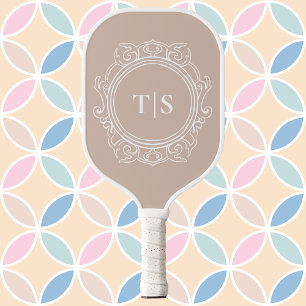 Palas De Pickleball Monograma Circular Ornate Chic Inicial Personaliza