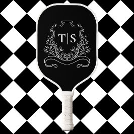 Palas De Pickleball Monograma Clásico Cresta Negro y Blanco
