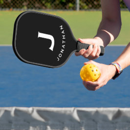 Palas De Pickleball Monograma clásico mínimo negro
