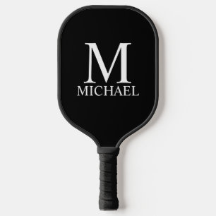 Palas De Pickleball Monograma clásico personalizado y bola de nombres