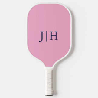 Palas De Pickleball Monograma clásico simple rosa/blanco Minimalista