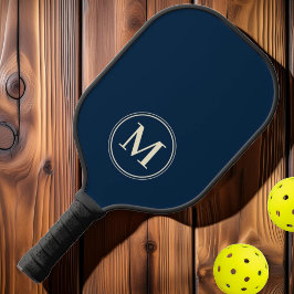 Palas De Pickleball Monograma Color Azul Marino Intenso de Época Moder