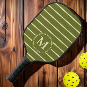 Palas De Pickleball Monograma Color de Olivo Dulce Listado de Mitad de