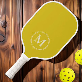 Palas De Pickleball Monograma Color Limón Oscuro Sólido De Mitad De Si