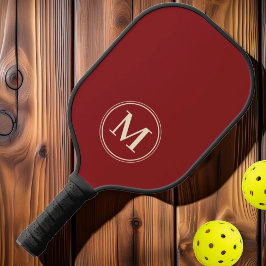 Palas De Pickleball Monograma Color sólido de fresa profunda de mediad
