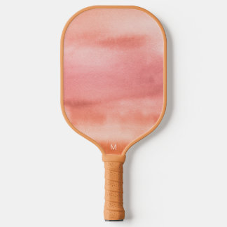 Palas De Pickleball Monograma de acuarela de color rosa de tono de la