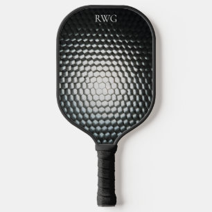 Palas De Pickleball Monograma de baloncesto con diseño de textura negr