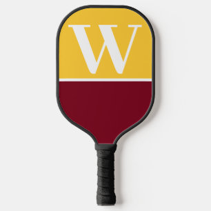 Palas De Pickleball Monograma de baloncesto con maroon y oro College