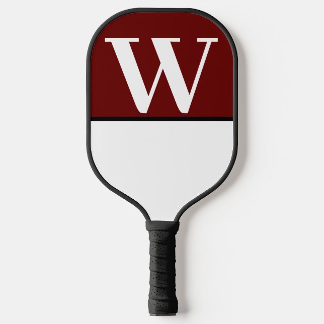 Palas De Pickleball Monograma de baloncesto en el White & Maroon Colle (Anverso)