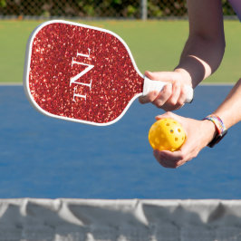 Palas De Pickleball Monograma de Bling de Purpurina Rojo