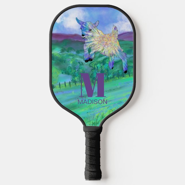 Palas De Pickleball Monograma de cabra linda (Anverso)