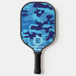 Palas De Pickleball Monograma de camuflaje azul