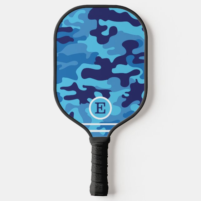 Palas De Pickleball Monograma de camuflaje azul (Reverso )