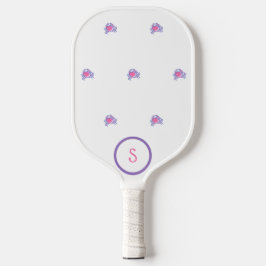Palas De Pickleball Monograma de cangrejo rosado preppy