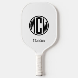 Palas De Pickleball Monograma de círculo negro blanco DIY BG