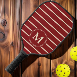 Palas De Pickleball Monograma de color frambuesa intenso con rayas de