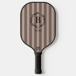 Palas De Pickleball Monograma de Corona de Laurel Año de Est. Marrón y