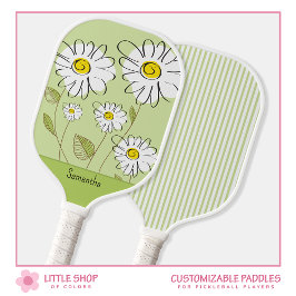 Palas De Pickleball Monograma de Daisies florales de moda