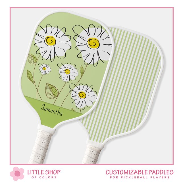 Palas De Pickleball Monograma de Daisies florales de moda (Subido por el creador)