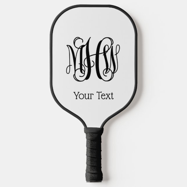Palas De Pickleball Monograma de escritura de vídeo negro DIY BG (Anverso)