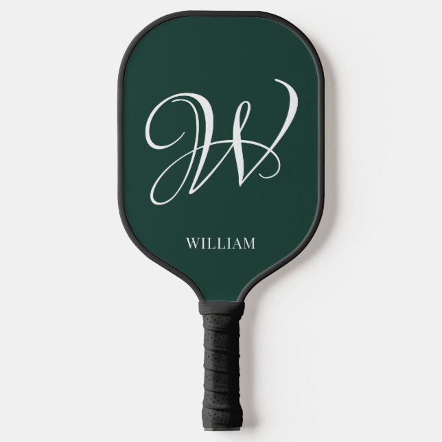 Palas De Pickleball Monograma de Esmeralda Personalizado Inicial (Anverso)