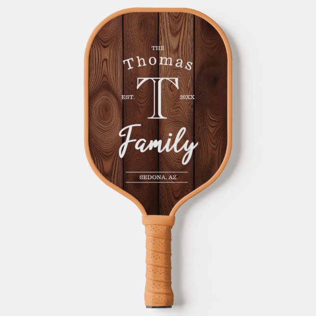 Palas De Pickleball Monograma de familia de personalizados (Anverso)